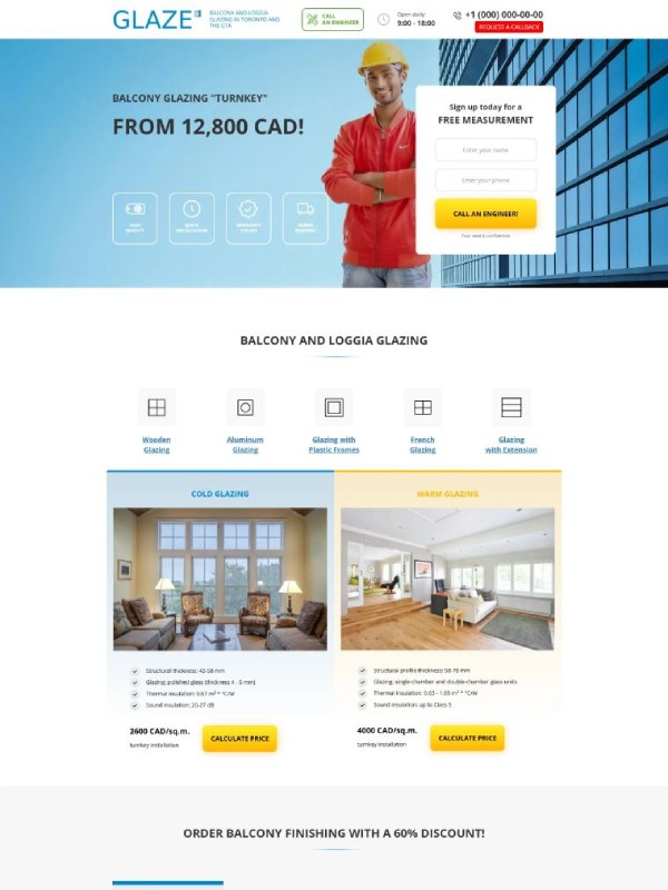 Custom glazing services website with responsive design by IBWeb